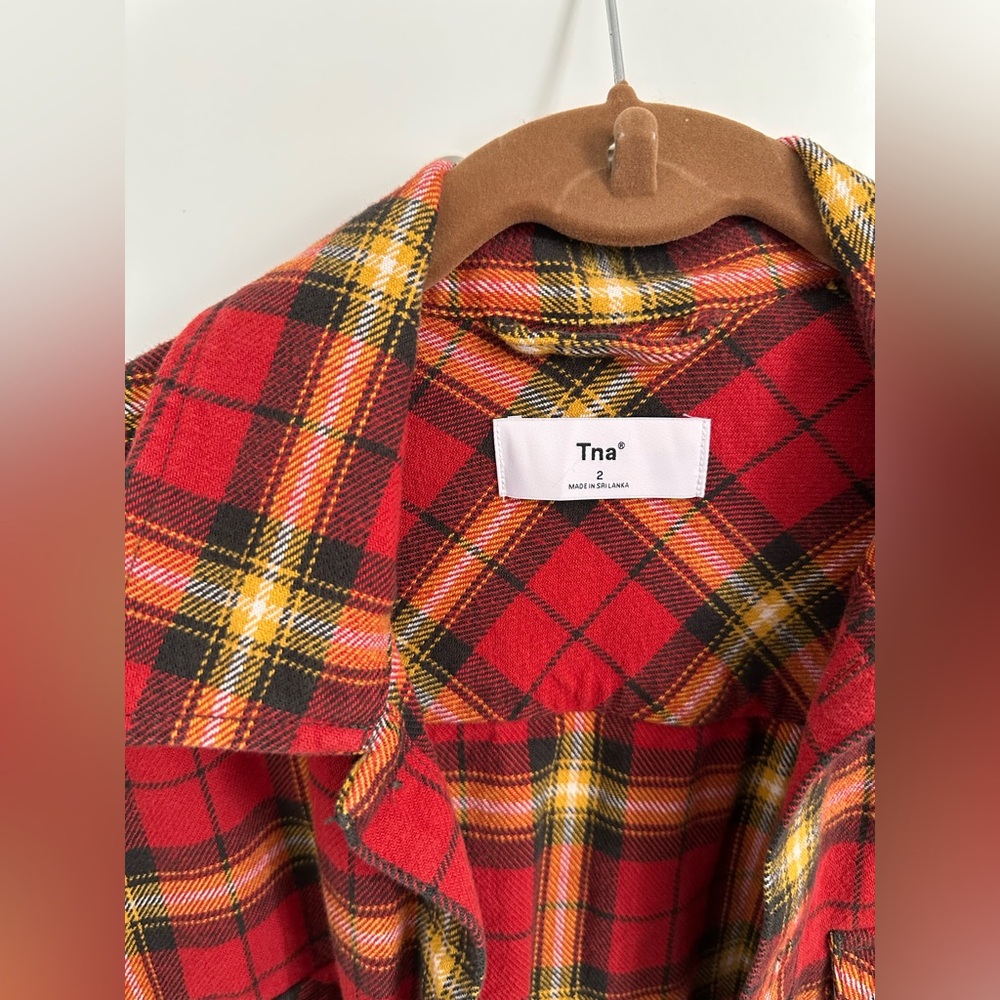 TNA Red and Yellow Plaid Shirt-Jacket/Flannel